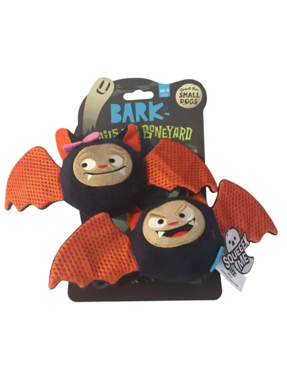 BARK Victoria & Victoria The Bat Pack Plush Dog Toy Set of 2 Tug Crinkle Squeak